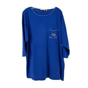 Victorias Secret Gold Label Vintage Top Blue Embroidered Long Sleeve Tunic M / L